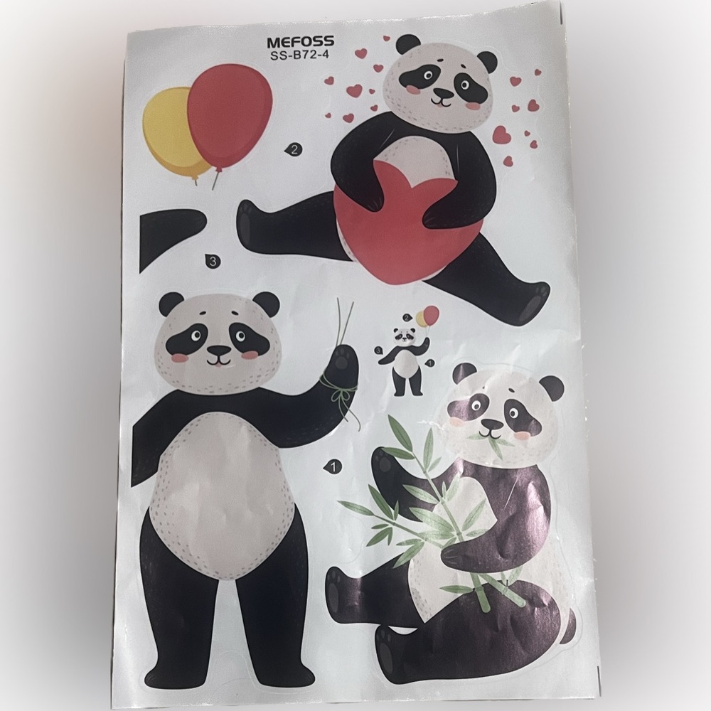 💥 Panda Stickers MEFOSS Waterproof Peel Stick Removable Decor Accent Children